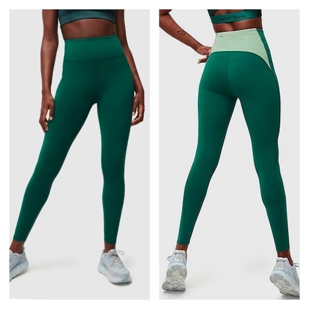 Outdoor Voices FrostKnit 7/8 Cold Weather Athletic Legging Rainforest Green XS - Picture 2 of 7